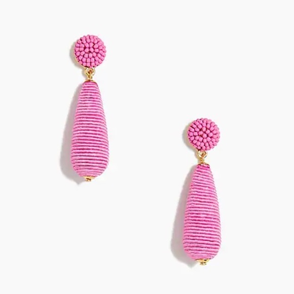 J. Crew Jewelry - 🆕 J. CREW Neon Capri Pink Beaded Teardrop Post Earrings. New!